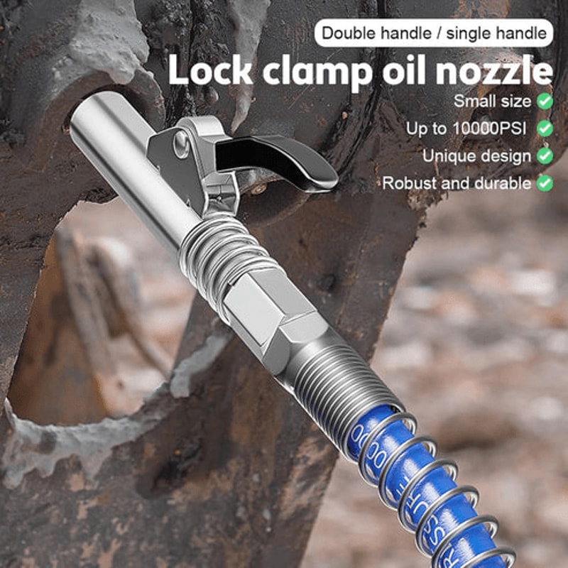 Grease Gun Coupler High Pressure Nozzles Quick Release Lock Oil Injection Durable Easy To Use 6