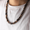 Natural Tiger Eye Lava Bead Necklace For Men Beads Stainless Steel Toggle Closure 4