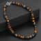 Natural Tiger Eye Lava Bead Necklace For Men Beads Stainless Steel Toggle Closure 0