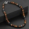 Natural Tiger Eye Lava Bead Necklace For Men Beads Stainless Steel Toggle Closure 0