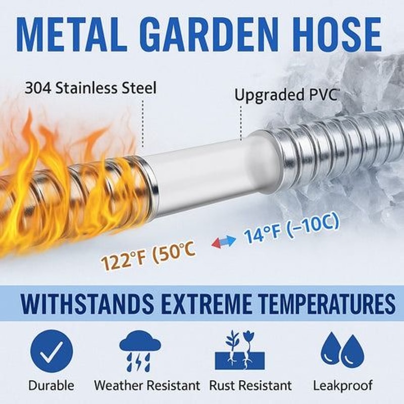 Flexible Stainless Steel Metal Garden Water Hose Lightweight Pipe For Easy Storage 8