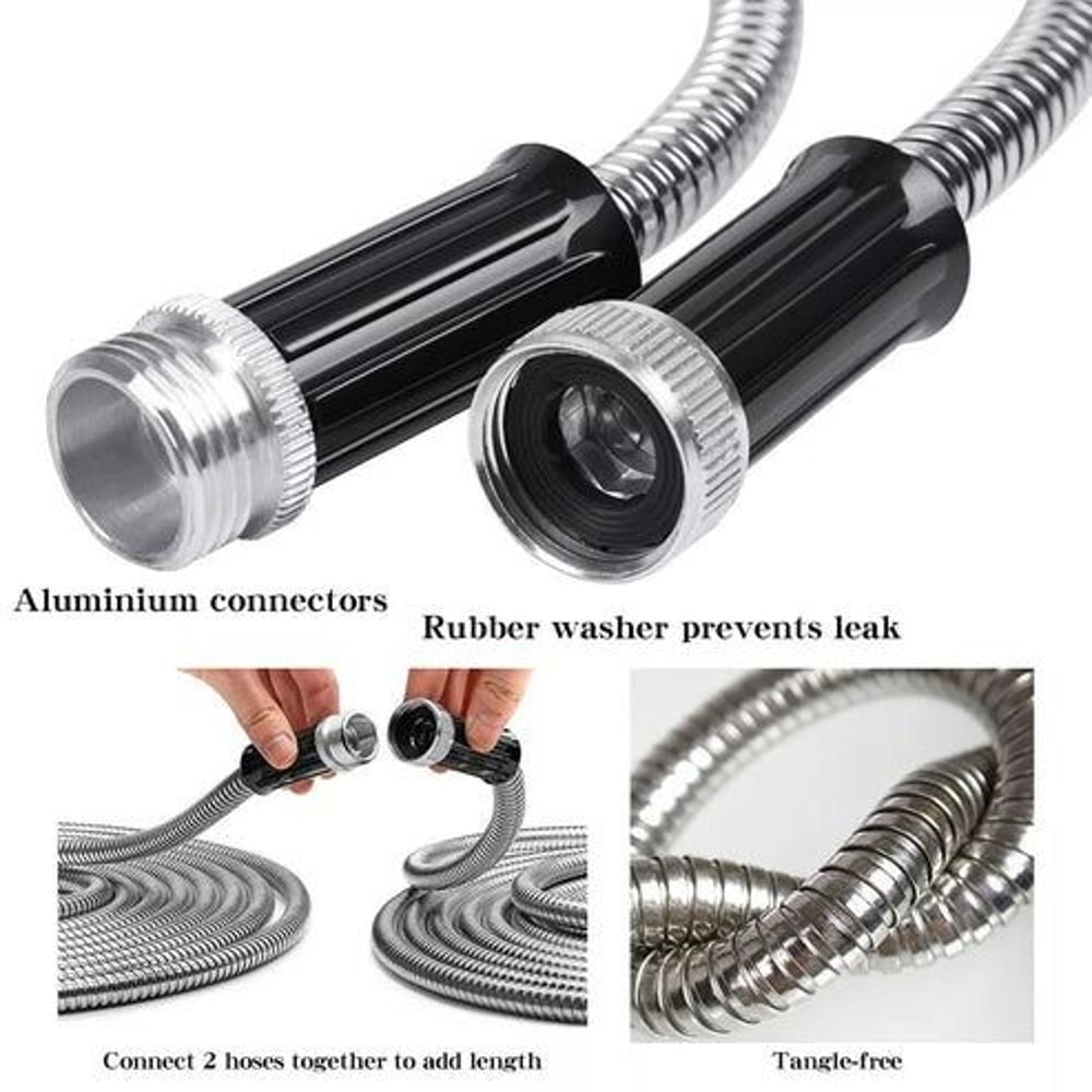 Flexible Stainless Steel Metal Garden Water Hose Lightweight Pipe For Easy Storage 3