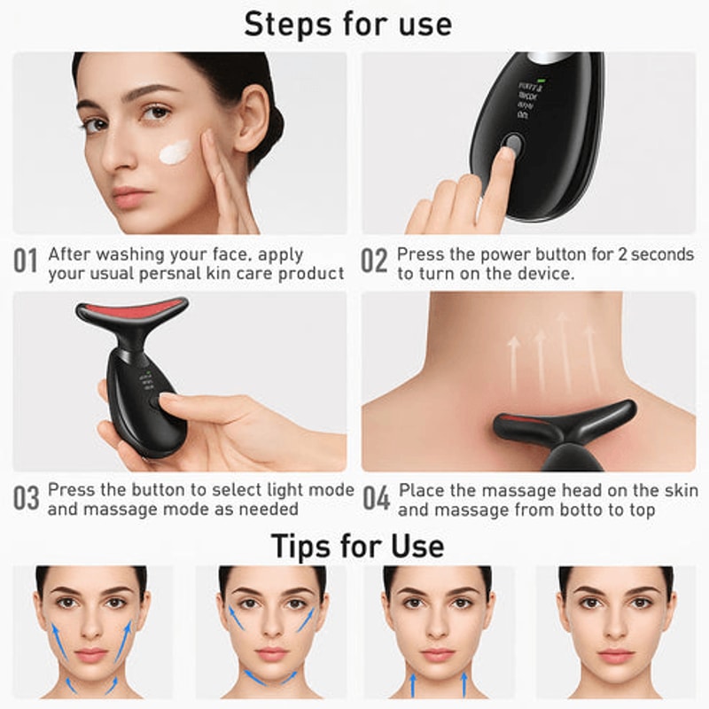 Neck Face Lifting Massager Skin Tighten Device LED Anti Wrinkle Double Chin Treatment Skin Rejuvena 6