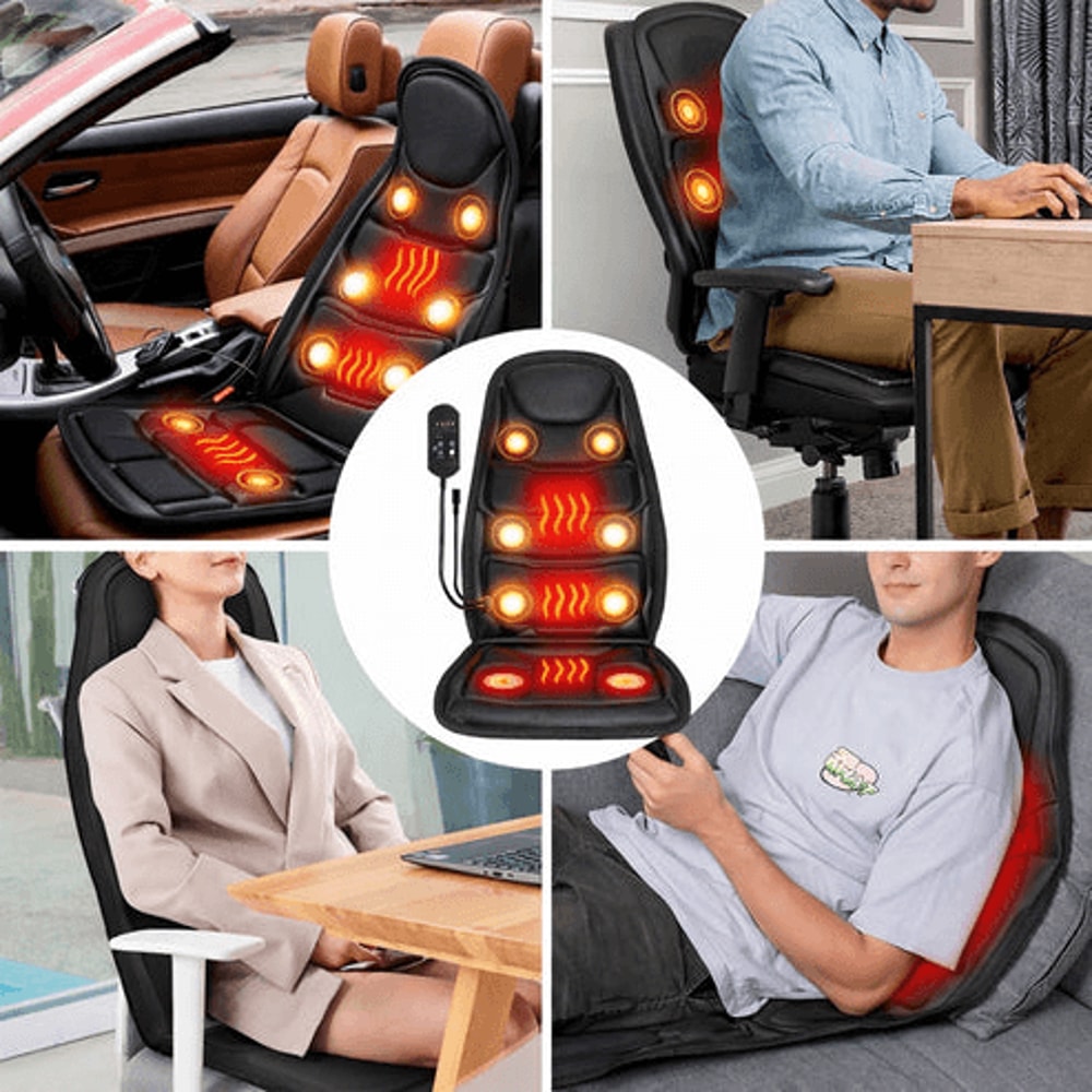Heated Back Neck Body Massager Chair Massage Seat Cushion For Home Office Use 3