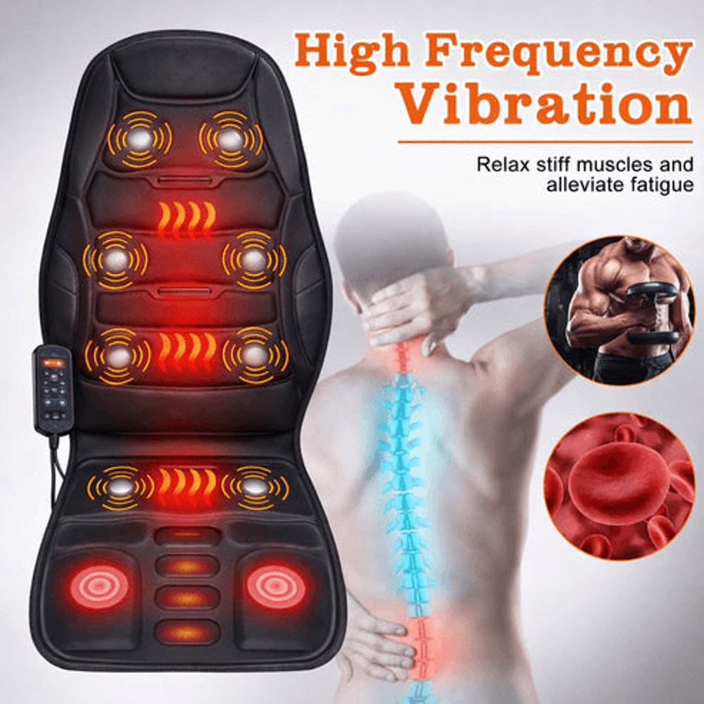 Heated Back Neck Body Massager Chair Massage Seat Cushion For Home Office Use 4