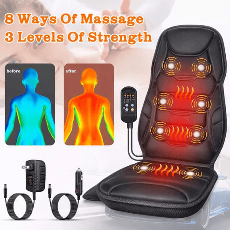 Heated Back Neck Body Massager Chair Massage Seat Cushion For Home Office Use 9