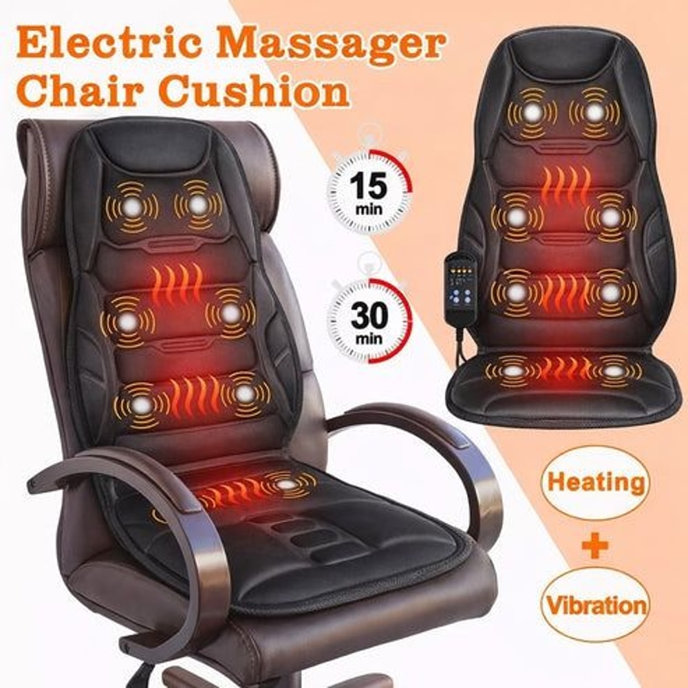 Heated Back Neck Body Massager Chair Massage Seat Cushion For Home Office Use 5
