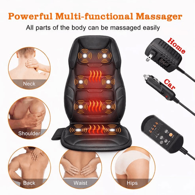 Heated Back Neck Body Massager Chair Massage Seat Cushion For Home Office Use 7
