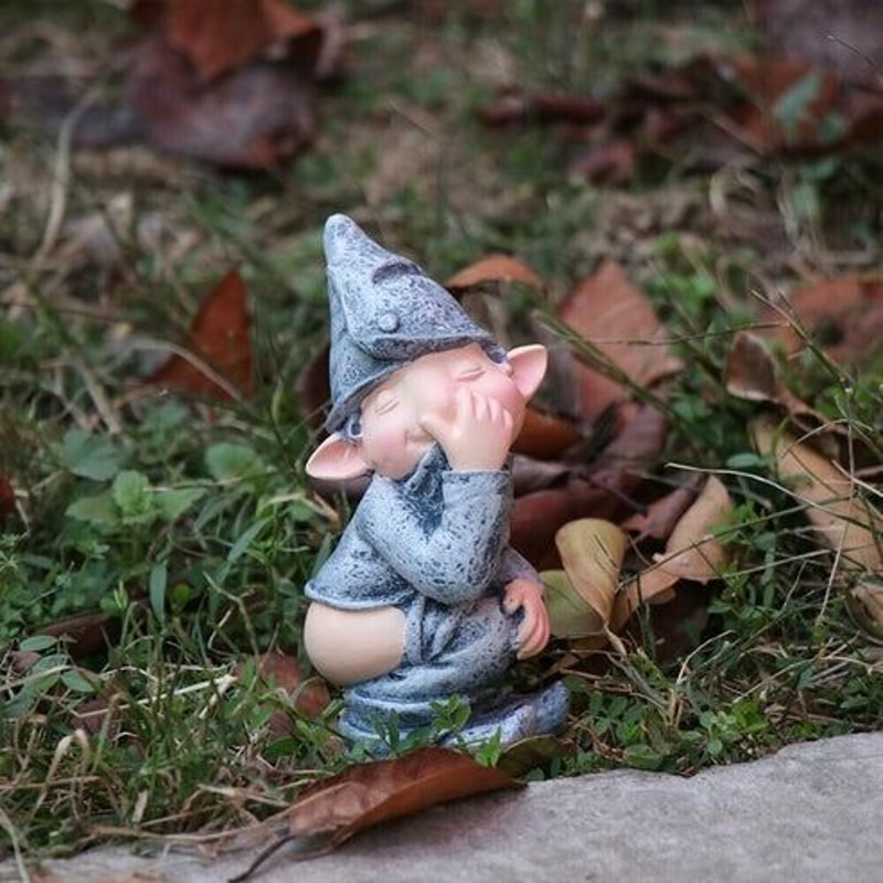 Funny Resin Dwarf Pooping Naughty Gnome Statue Miniature Garden Ornament For Home 4