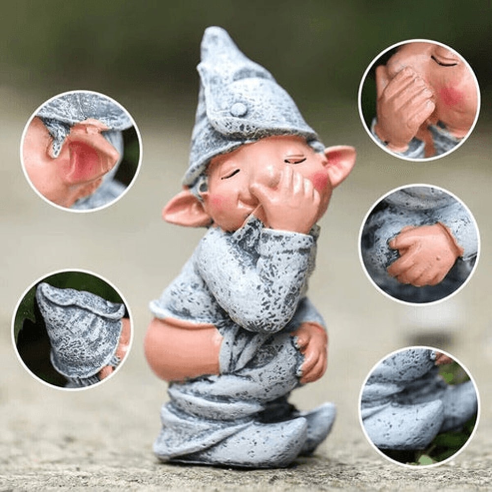 Funny Resin Dwarf Pooping Naughty Gnome Statue Miniature Garden Ornament For Home 5