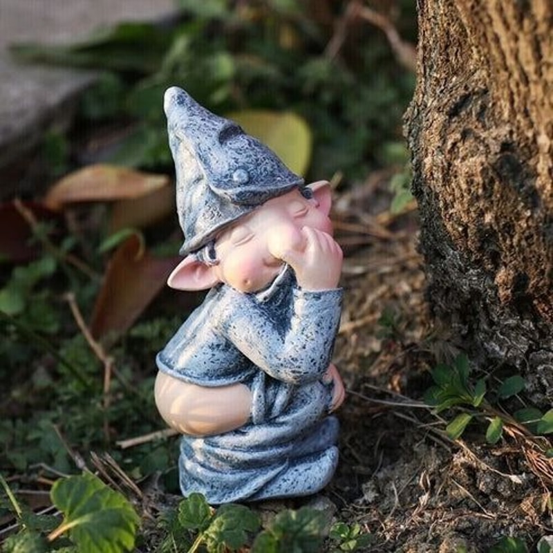 Funny Resin Dwarf Pooping Naughty Gnome Statue Miniature Garden Ornament For Home 6