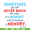 DR000100-Sometimes you will never know the value of a moment until it becomes a memory svg, png, dxf, eps file DR000100.jpg