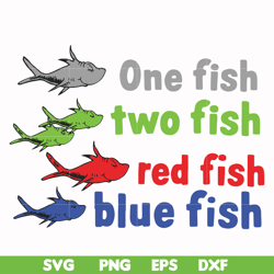 one fish two fish red fish blue fish svg, png, dxf, eps file dr00078