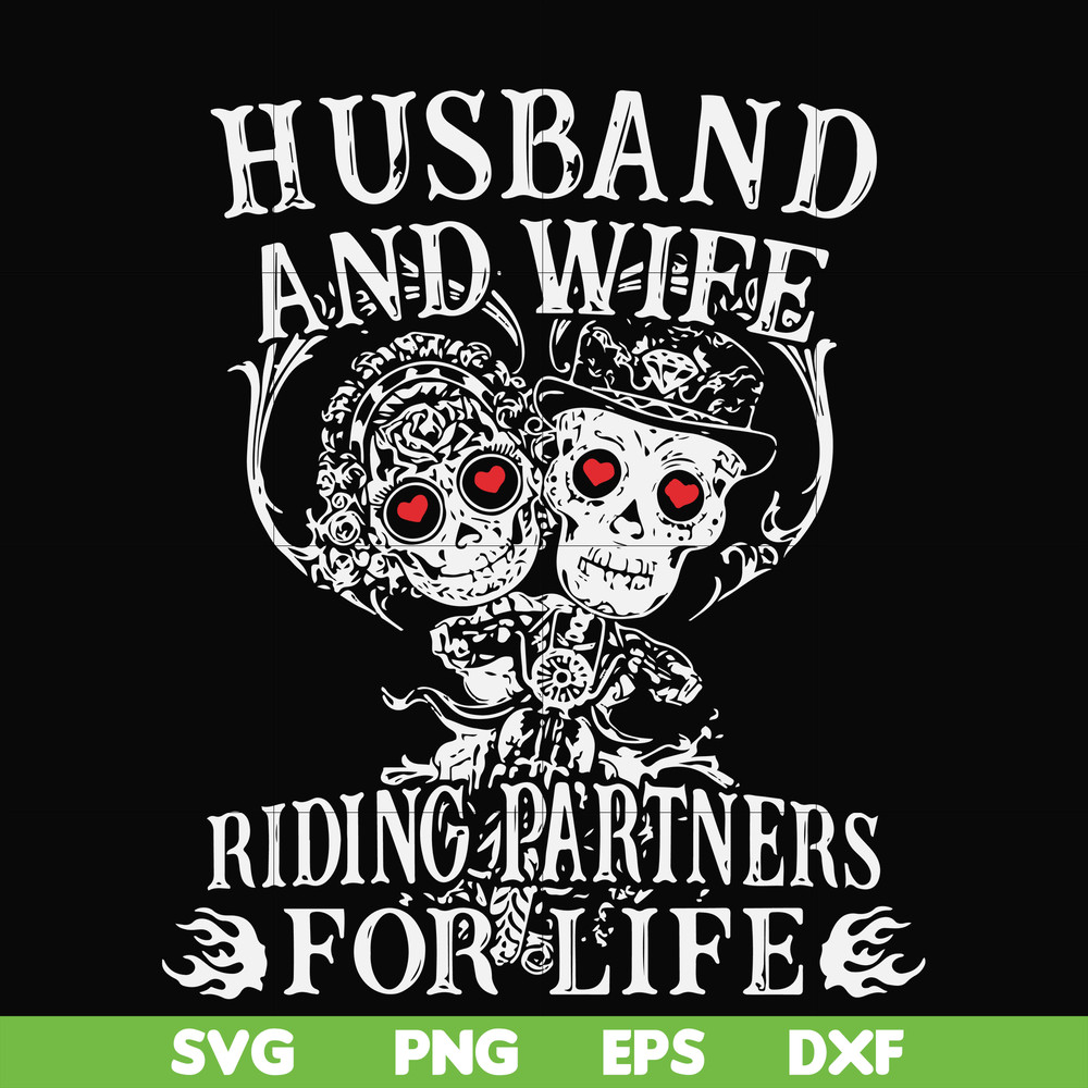 FN000523-Husband and wife riding partners for life svg, png, dxf, eps file FN000523.jpg