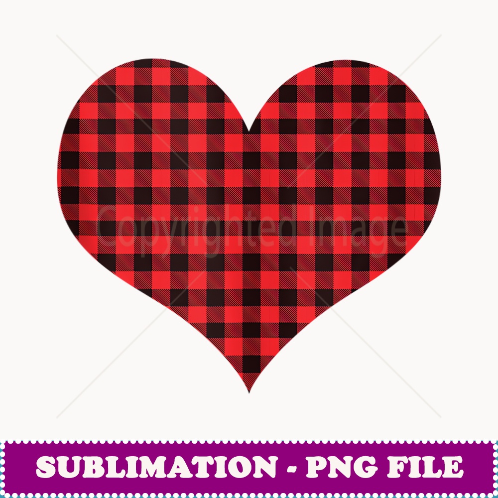 Red Heart Buffalo Plaid Cute Girlie Valentines - Vintage Sublimation PNG Download