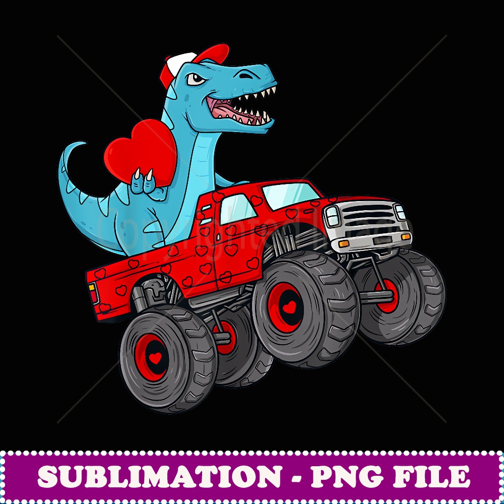 Valenines Day T Rex Riding Monser Truck Toddler - PNG Sublimation Digital Download