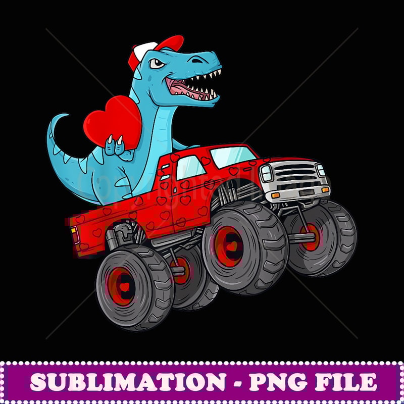 Valenines Day T Rex Riding Monser Truck Toddler - PNG Sublimation Digital Download