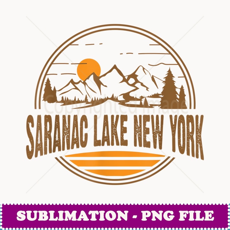 Vintage Saranac Lake, New York Mountain Print - PNG Transparent Sublimation Design