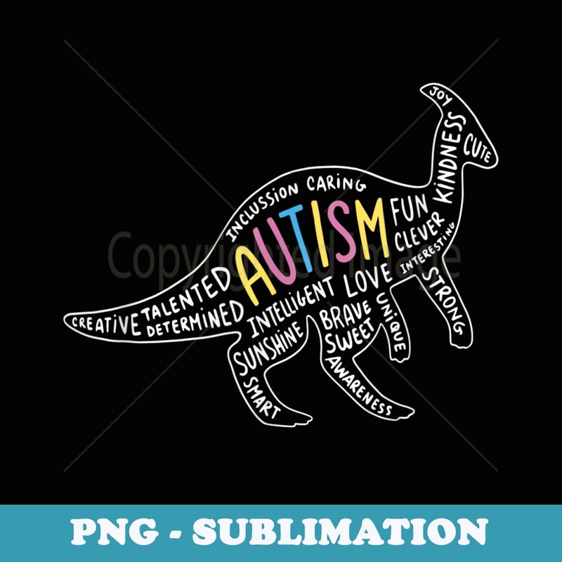 Dinosaur TRex Autism Awareness Be Kind Autism Awareness - PNG Sublimation Digital Download