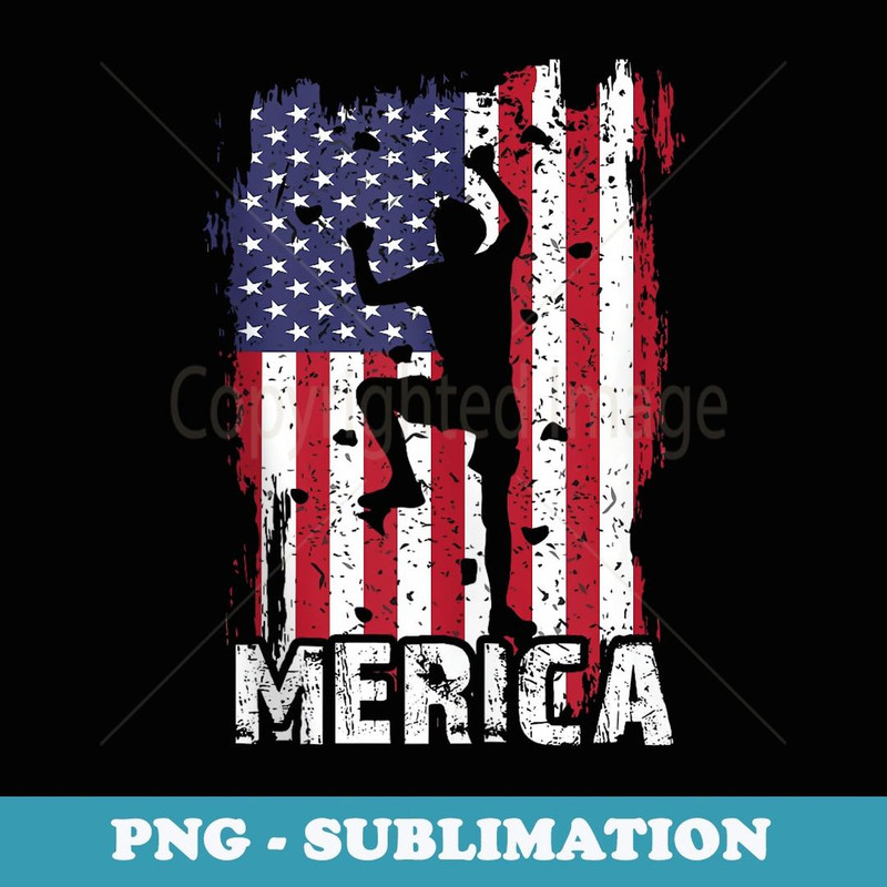 Meowica 4th of July Rock Climbing USA Flag Patriotic - Elegant Sublimation PNG Download
