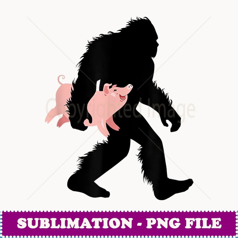 Bigfoot Carrying Pig Cute Swine Sasquatch With Hog - Unique Sublimation PNG Download