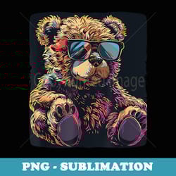 fluffy cool teddy bear with sunglasses - stylish sublimation digital download