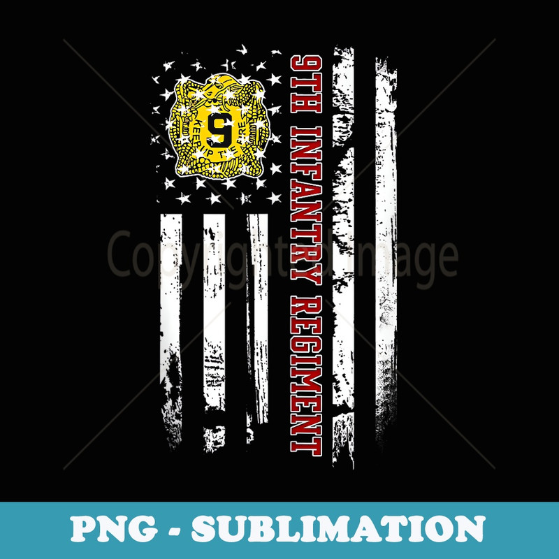 9th Infantry Regiment Veteran USA Flag Veterans Day Xmas - Unique Sublimation PNG Download