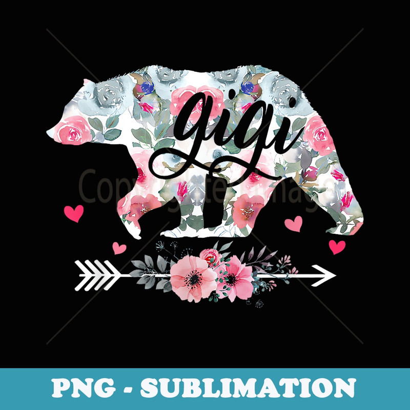 Gigi Bear with Cub Floral Mothers Day - PNG Transparent Sublimation File