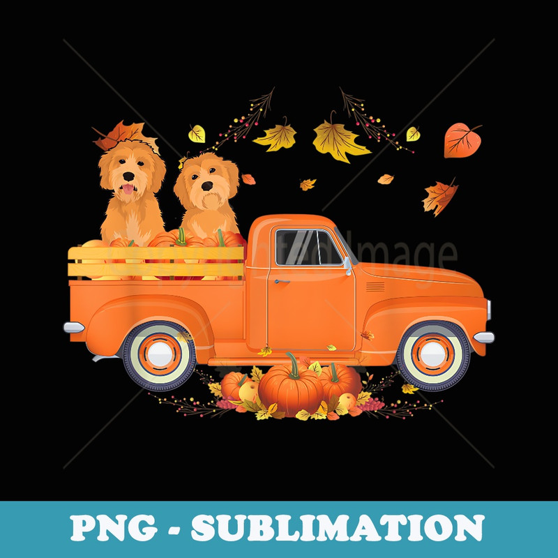 Goldendoodle Pumpkin Truck Fall Leaf Thanksgiving Halloween - Digital Sublimation Download File