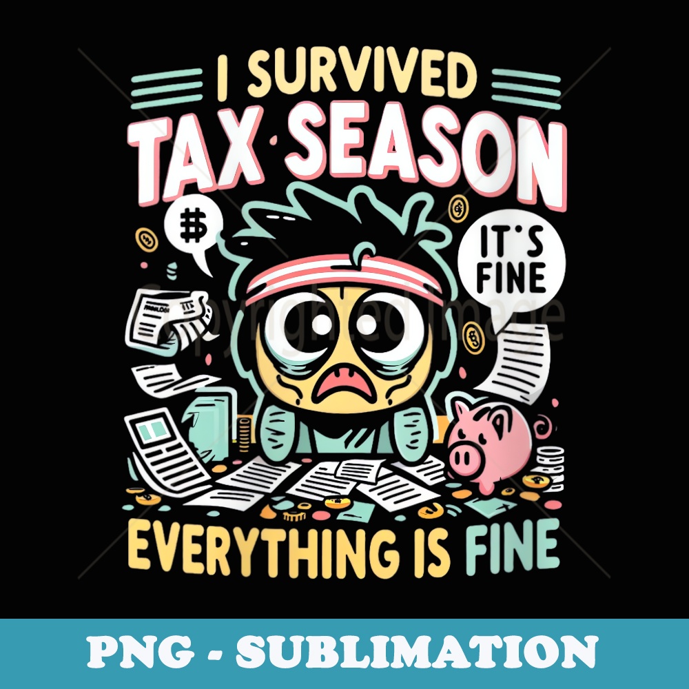 s I Survived Tax Season Everything Is Fine Iu2019m Fine - PNG Transparent Sublimation Design