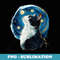 Starry Night Cat Tuxedo Black and White - Sublimation PNG File