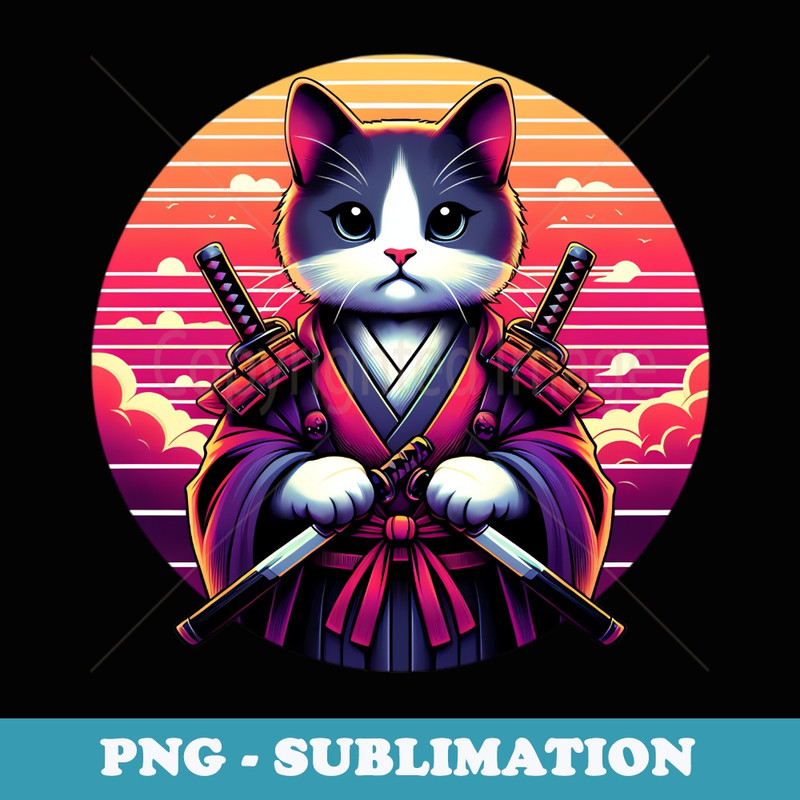 Funny cat kitten ninja samurai - Creative Sublimation PNG Download