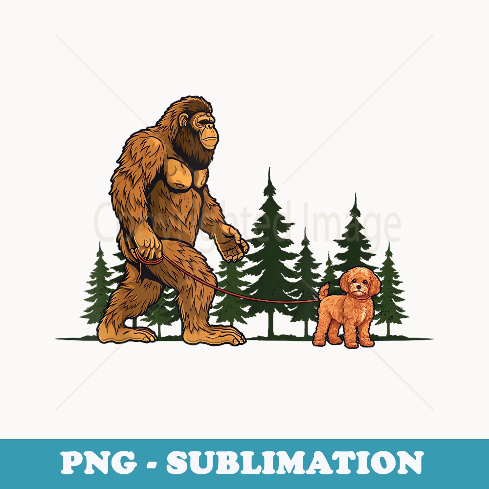 Funny Cavapoo Bigfoot Dog Walking Dog Mom Dad - Elegant Sublimation PNG Download