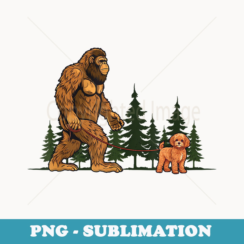 Funny Cavapoo Bigfoot Dog Walking Dog Mom Dad - Elegant Sublimation PNG Download