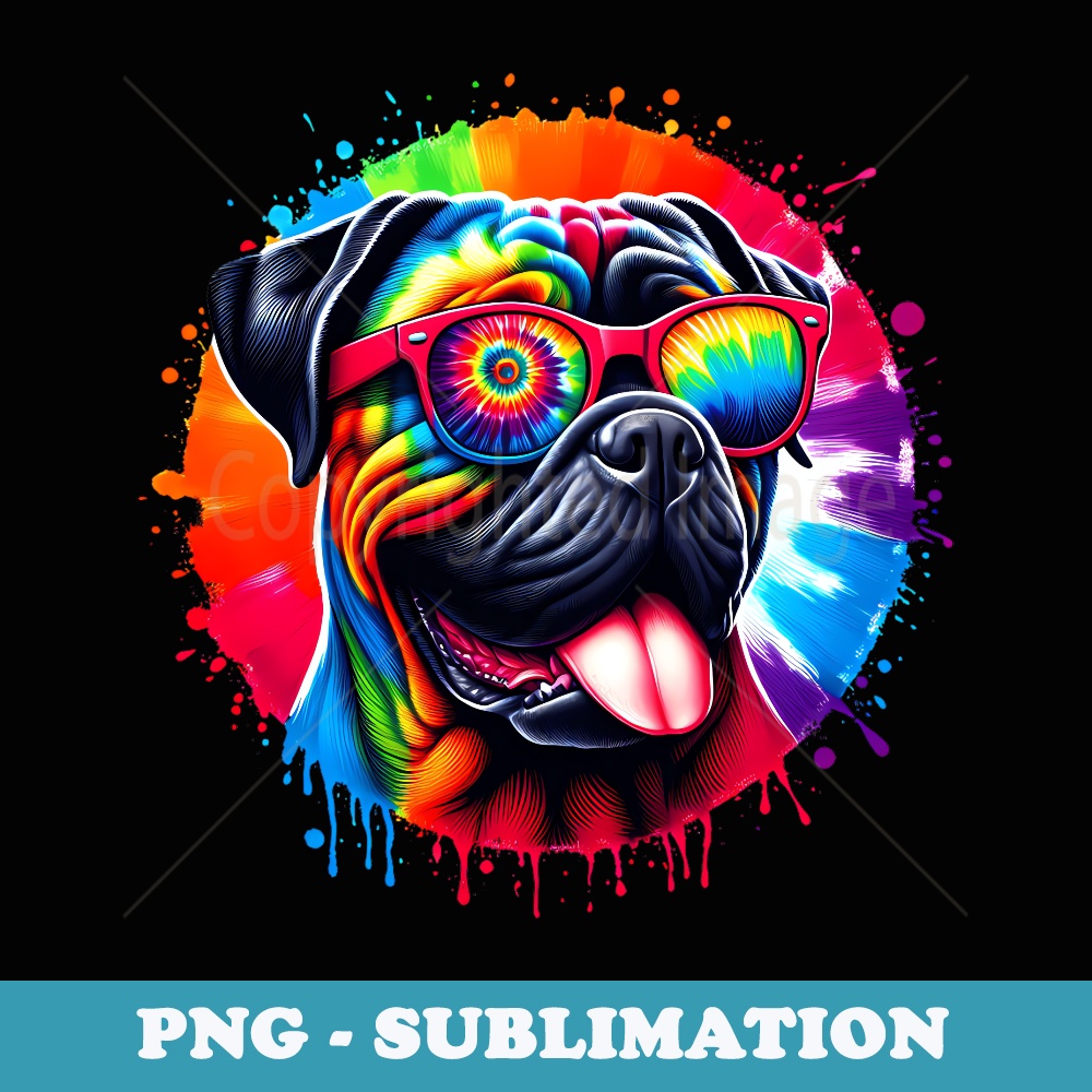 Cool Tie Dye Sunglasses Cane Corso Dog Illustration Art - PNG Transparent Sublimation File