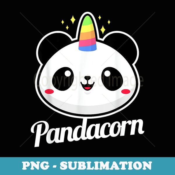 Cute Panda Unicorn Animal Lover Pandacorn - Vintage Sublimation PNG Download