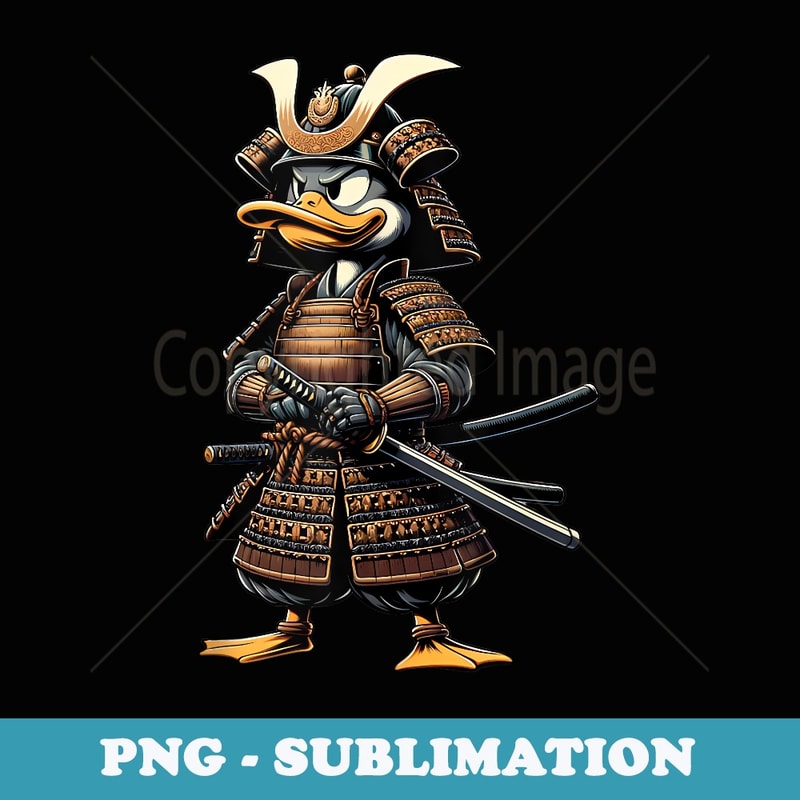 Samurai Duck Cute Japanese Anime Halloween Costume - Vintage Sublimation PNG Download