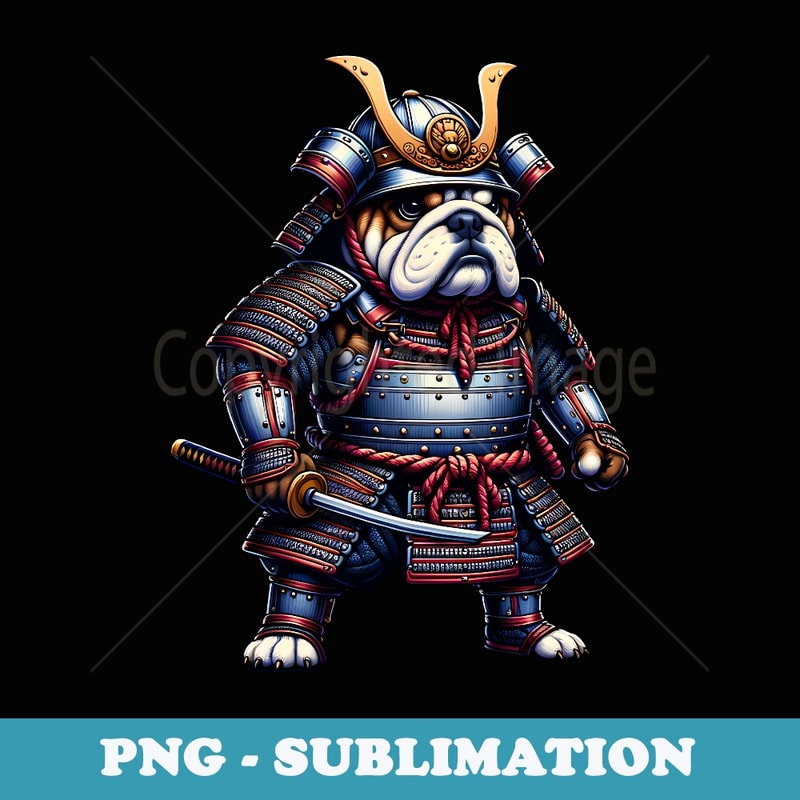 Samurai English Bulldog Japanese Anime Halloween Costume - Sublimation Digital Download