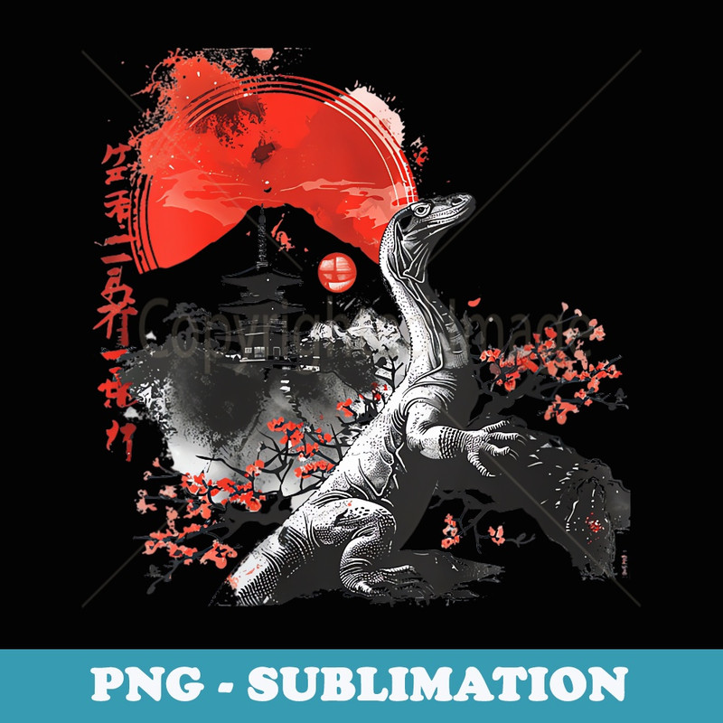 s Floral Wildlife Lizard Japanese Art Komodo Dragon - Exclusive PNG Sublimation Download