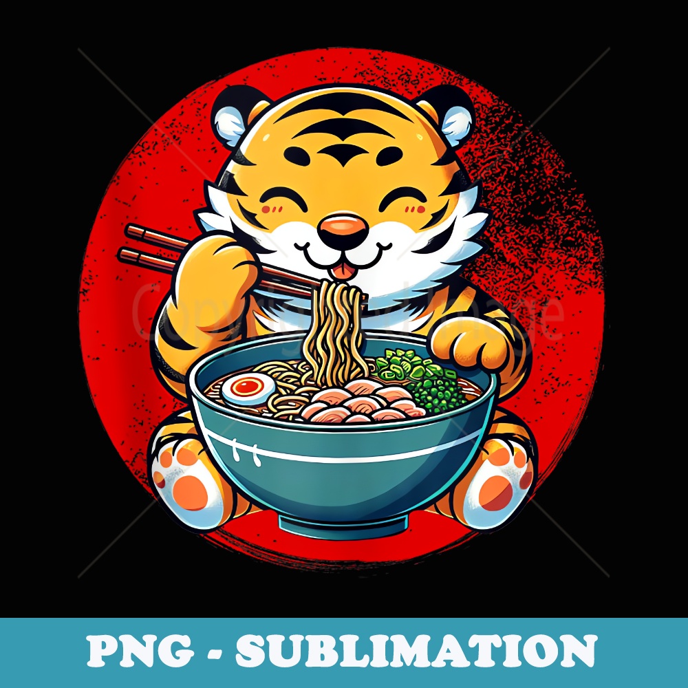 Japanese Tiger Eating Ramen Noodles Anime Boys - Sublimation Digital Download