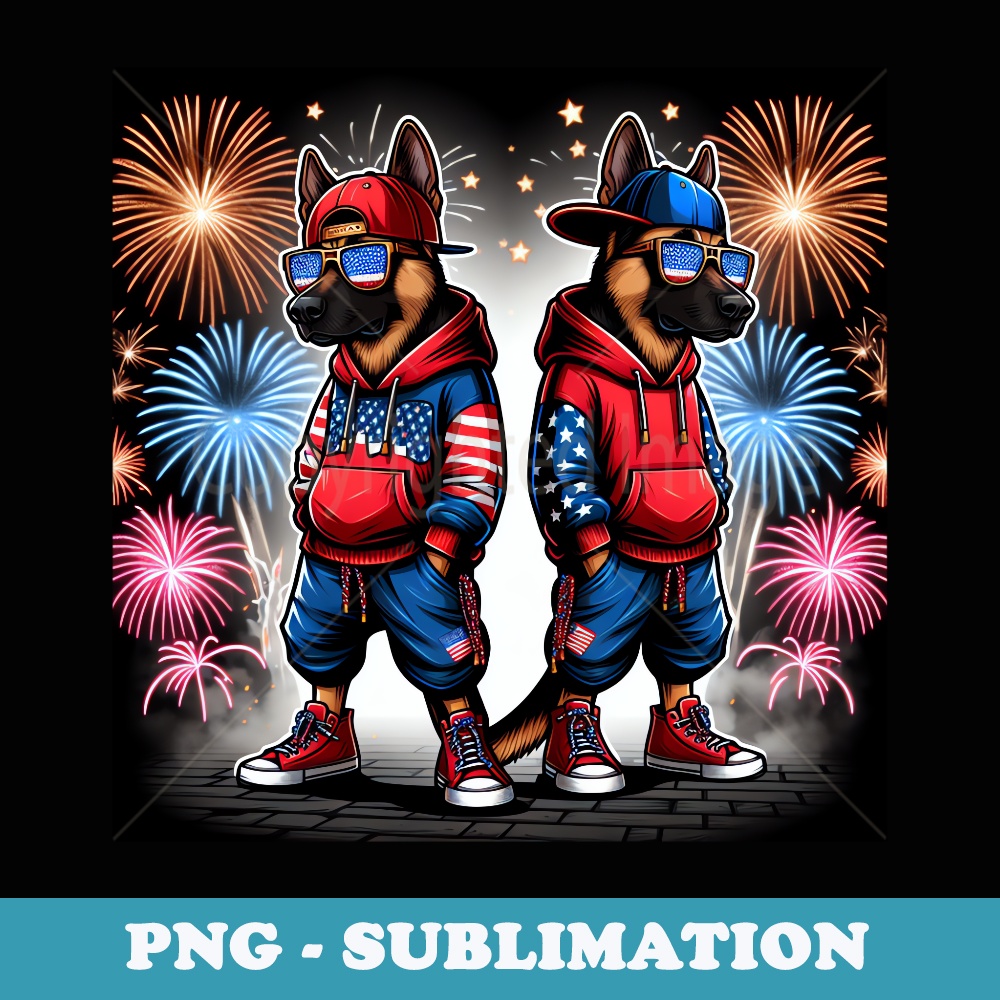 German Shepherd 4th of July American Hip Hop Dog Lovers - Sublimation Digital Download
