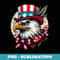 4th of July American Bald Eagle Mullet with a Hat USA Flag - Elegant Sublimation PNG Download