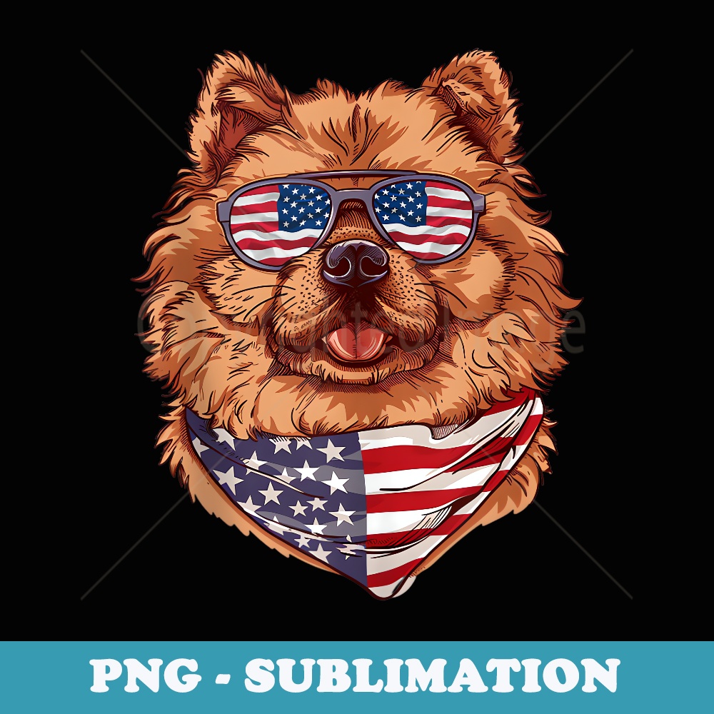 Chow Chow USA Flag Sunglasses Patriotic Pet Dog - PNG Transparent Sublimation File