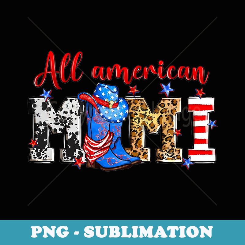 Western All American Papa USA Flag 4th of July Patriotic - Instant PNG Sublimation Download