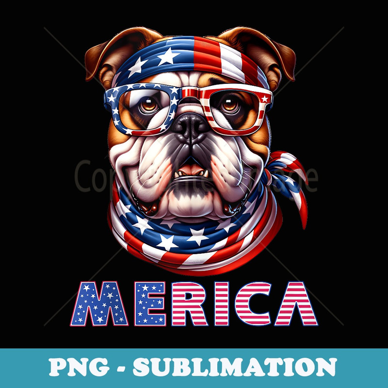 Merica Bulldog American flag Patriotic 4th of July - High-Resolution PNG Sublimation File