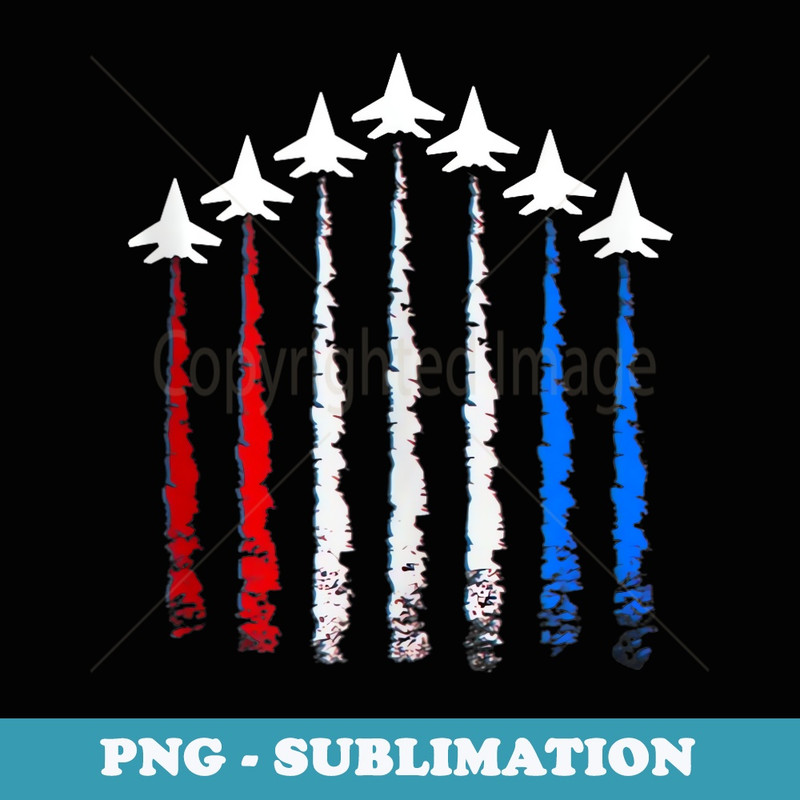 Patriotic Red White Blue USA Flag Fighter Jets 4th of July - Instant PNG Sublimation Download