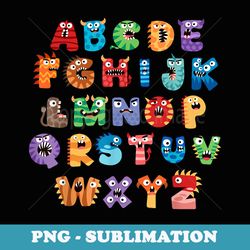alphabet halloween teacher cute monster alphabet abc - high-resolution png sublimation file