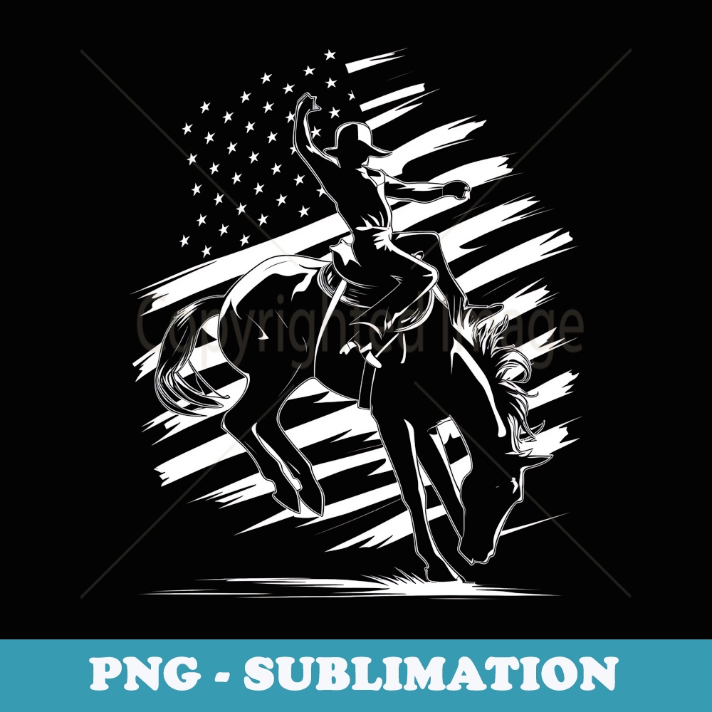 Rodeo Cowboy American Flag Bull Riding Western Country USA - High-Resolution PNG Sublimation File