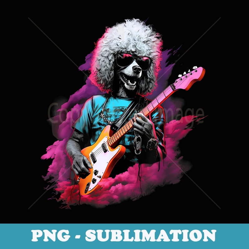 Punk Rock Guitar Poodle Dog Guitarist - PNG Transparent Sublimation Design