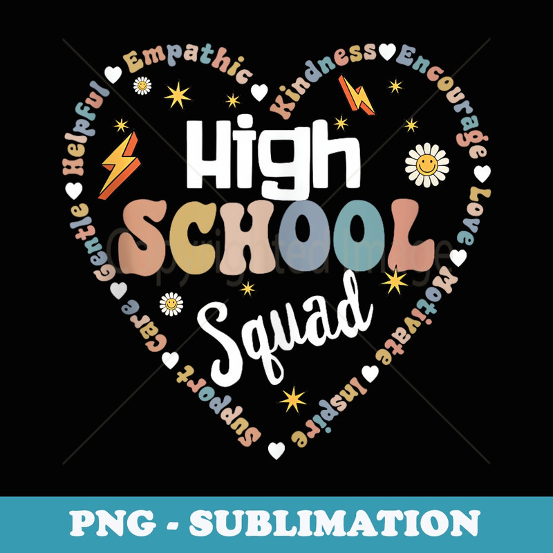 High school Squad, Groovy Heart Back To School Matching - Digital Sublimation Download File
